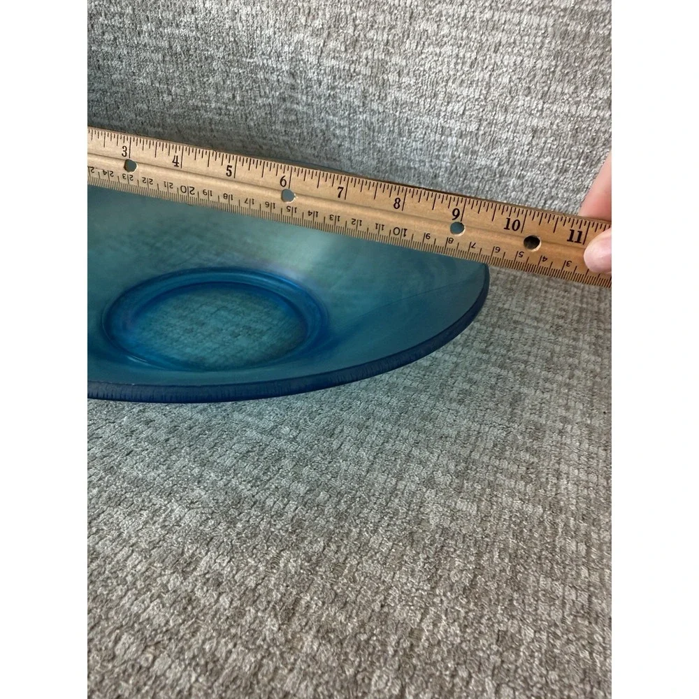 Vintage‎ Northwood Blue Iridescent Stretch Glass Console Bowl Opalescent 10